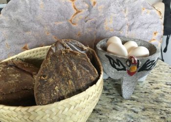 Organic panela, my free-range hen's eggs & heirloom corn tostadas